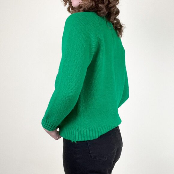 Vintage 60s 70s Cable Knit Hand Loomed Sweater Preppy Christmas Bold Scandi Girl - Picture 3 of 9